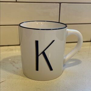 Threshold White Mug with Blue Letter 'K'